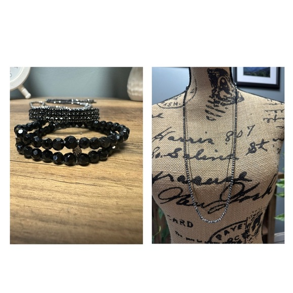 Jewelry - Set of black bracelets and necklace